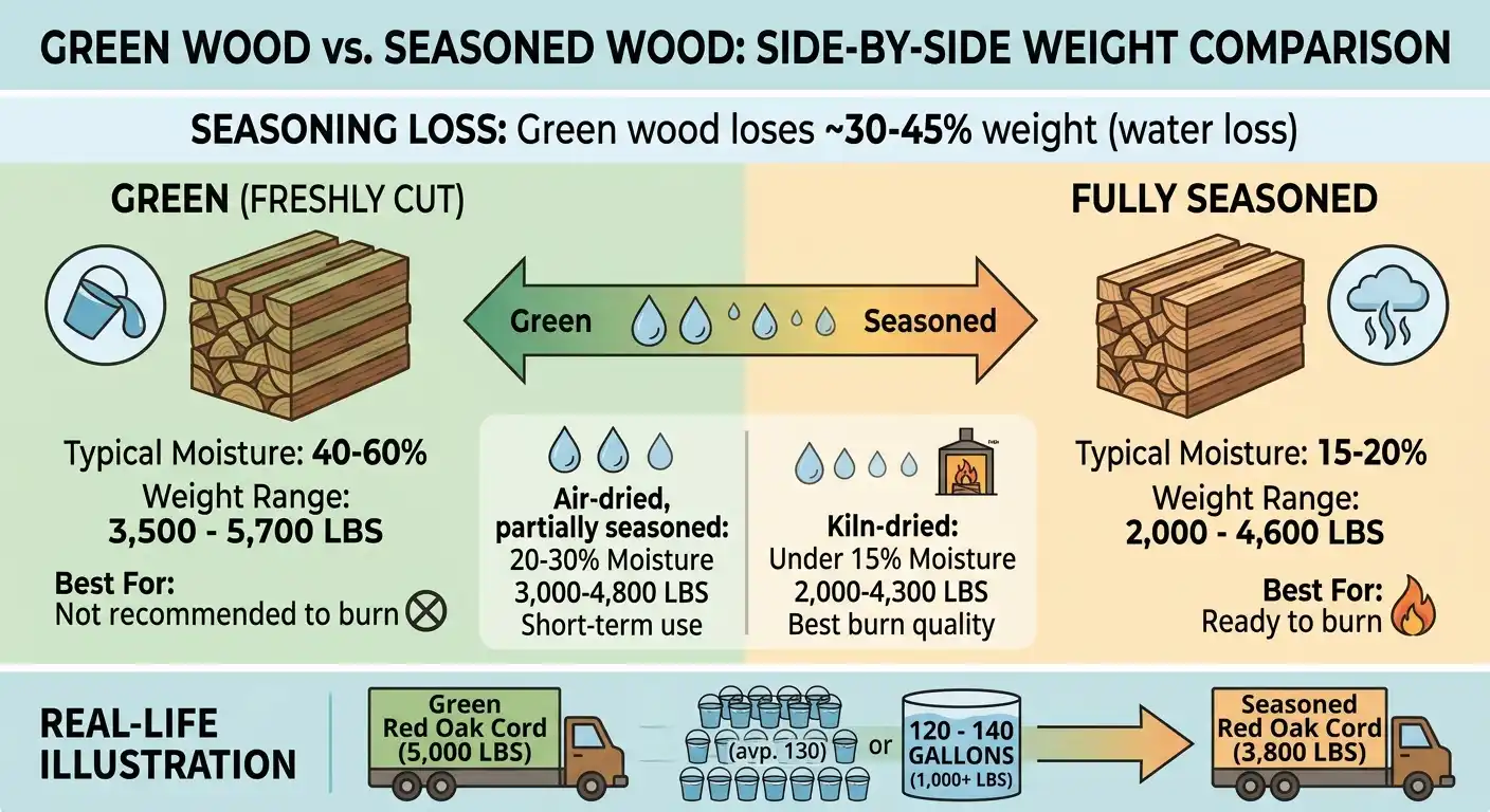 Green Wood vs. Seasoned Wood Side-by-Side Weight Comparison