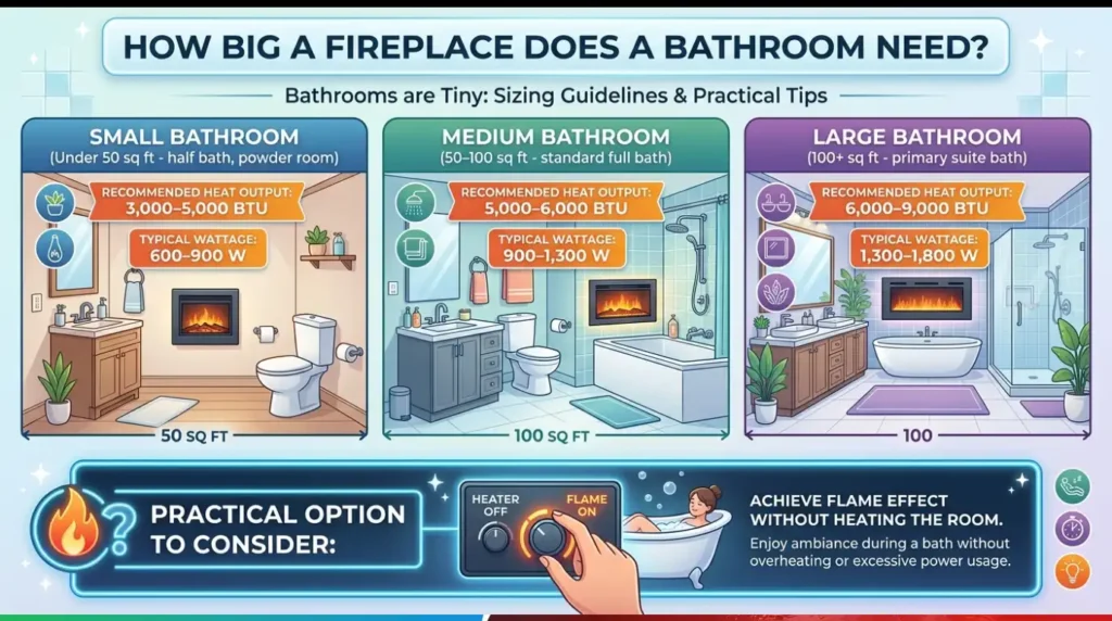 How Big a Fireplace Does a Bathroom Need