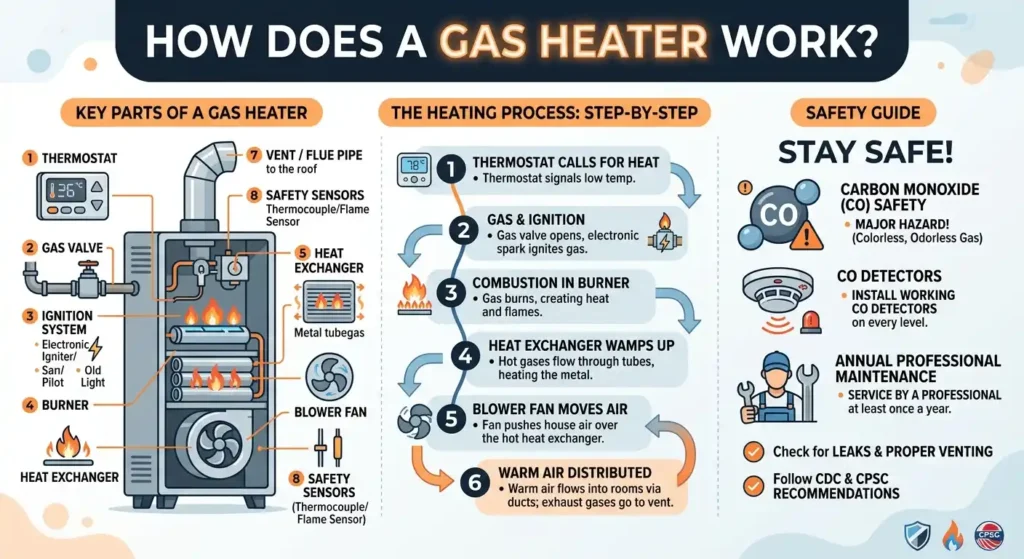 How Does a Gas Heater Work Parts, Heating Process & Safety Guide