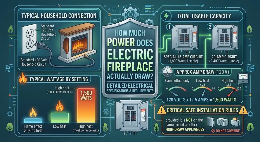 How much power does an electric fireplace actually draw?