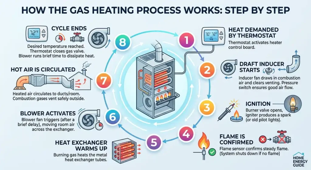 How the Gas Heating Process Works, Step by Step