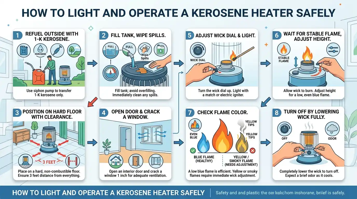 How to Light and Operate a Kerosene Heater Safely (Step-by-Step)