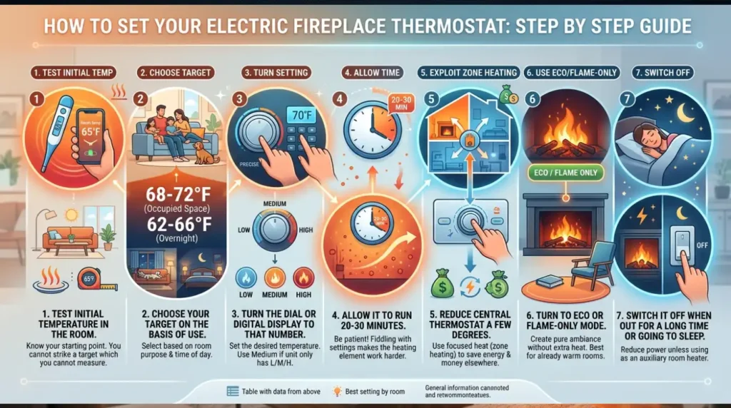 Best Thermostat Setting for Electric Fireplace? 6 How to Set Your Electric Fireplace Thermostat Step by Step?