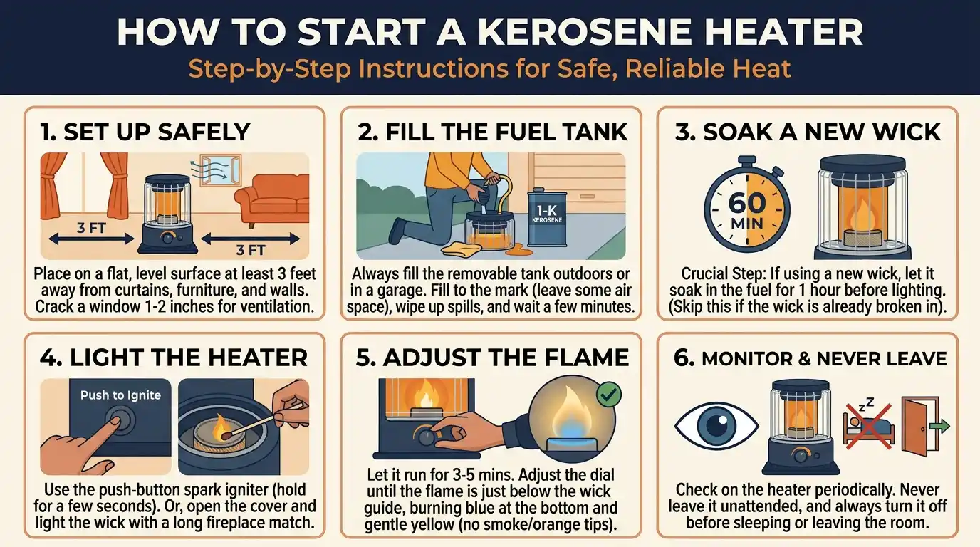 How to Start a Kerosene Heater Step-by-Step Instructions