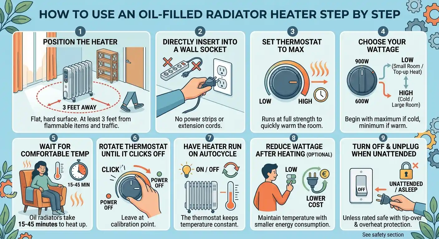How to Use an Oil Filled Radiator Heater Step by Step
