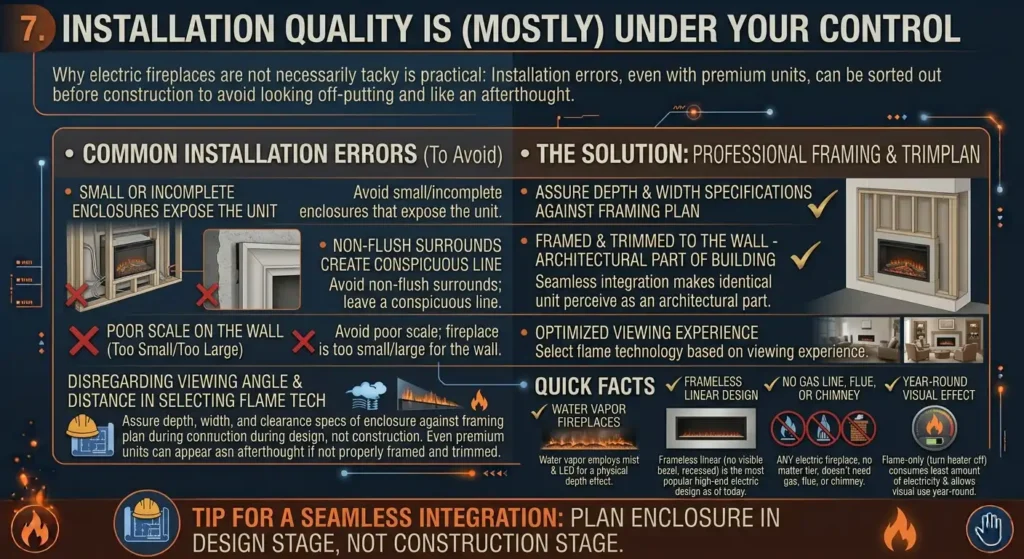 7 Powerful Reasons Electric Fireplaces Aren’t Tacky 9 Installation Quality Is (Mostly) Under Your Control.