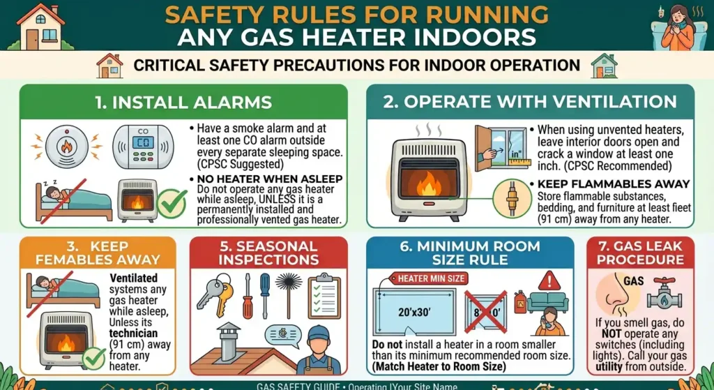 Safety Rules for Running Any Gas Heater Indoors