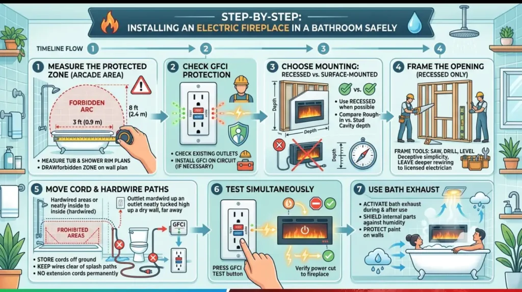 Step-by-Step Installing an Electric Fireplace in a Bathroom Safely