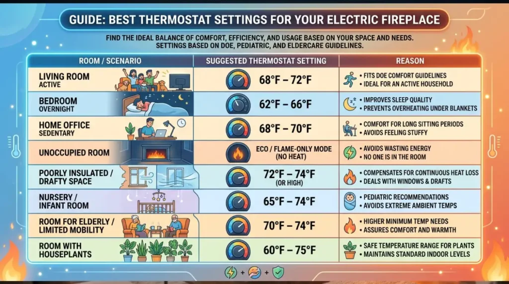 Best Thermostat Setting for Electric Fireplace? 3 The Best Setting by Room and Situation