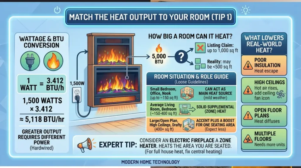 My 5 Tips for Choosing the Perfect Electric Fireplace 3 Tip 1 Match the Heat Output to Your Room