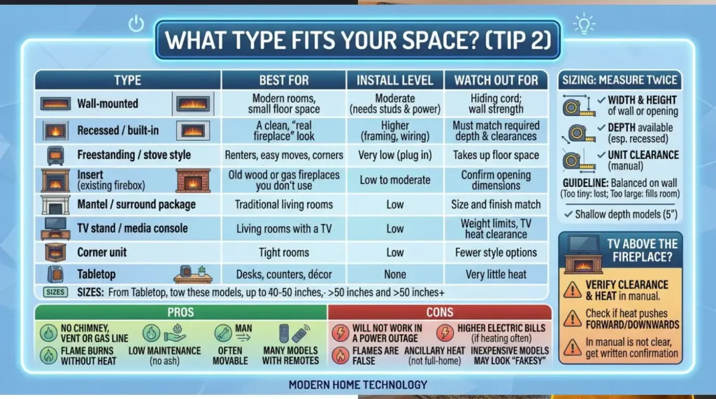 My 5 Tips for Choosing the Perfect Electric Fireplace 4 Tip 2 Pick the Type That Fits Your Space