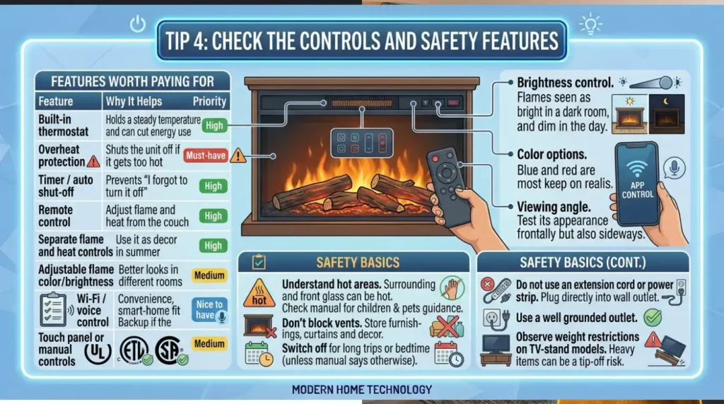 My 5 Tips for Choosing the Perfect Electric Fireplace 6 Tip 4 Check the Controls and Safety Features