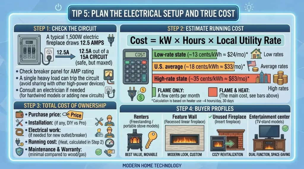 My 5 Tips for Choosing the Perfect Electric Fireplace 7 Tip 5 Plan the Electrical Setup and True Cost