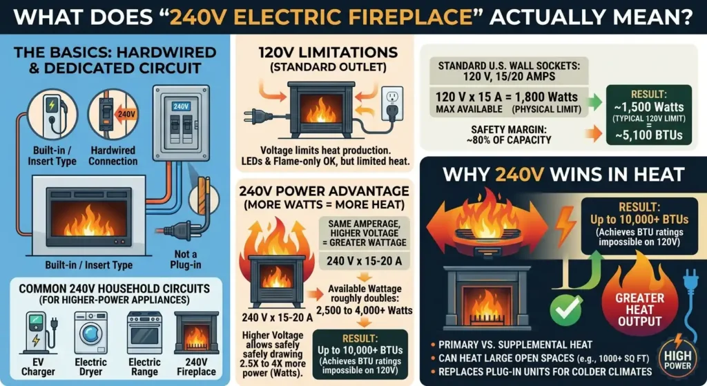 Are There 240V Electric Fireplaces? Powerful Heat Options 2 What Does 240V Electric Fireplace Actually Mean?