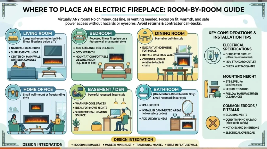 Where to Place an Electric Fireplace Room by Room Electric Fireplace Placement Guide.