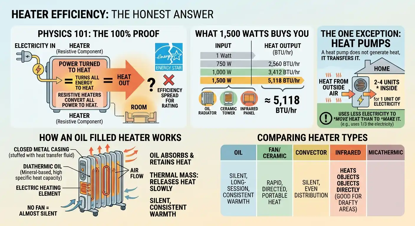 Why every electric heater is 100% efficient