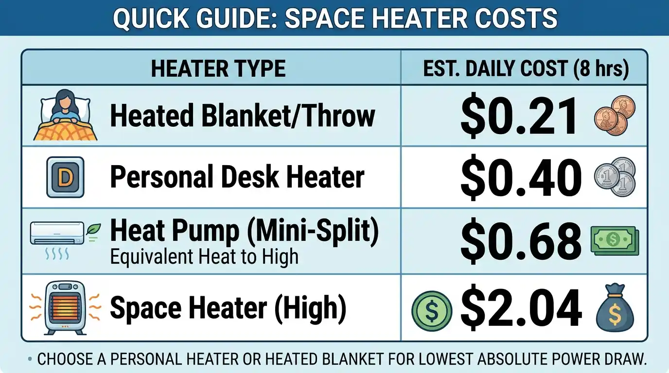 Which Type of Space Heater Uses the Least Electricity?
