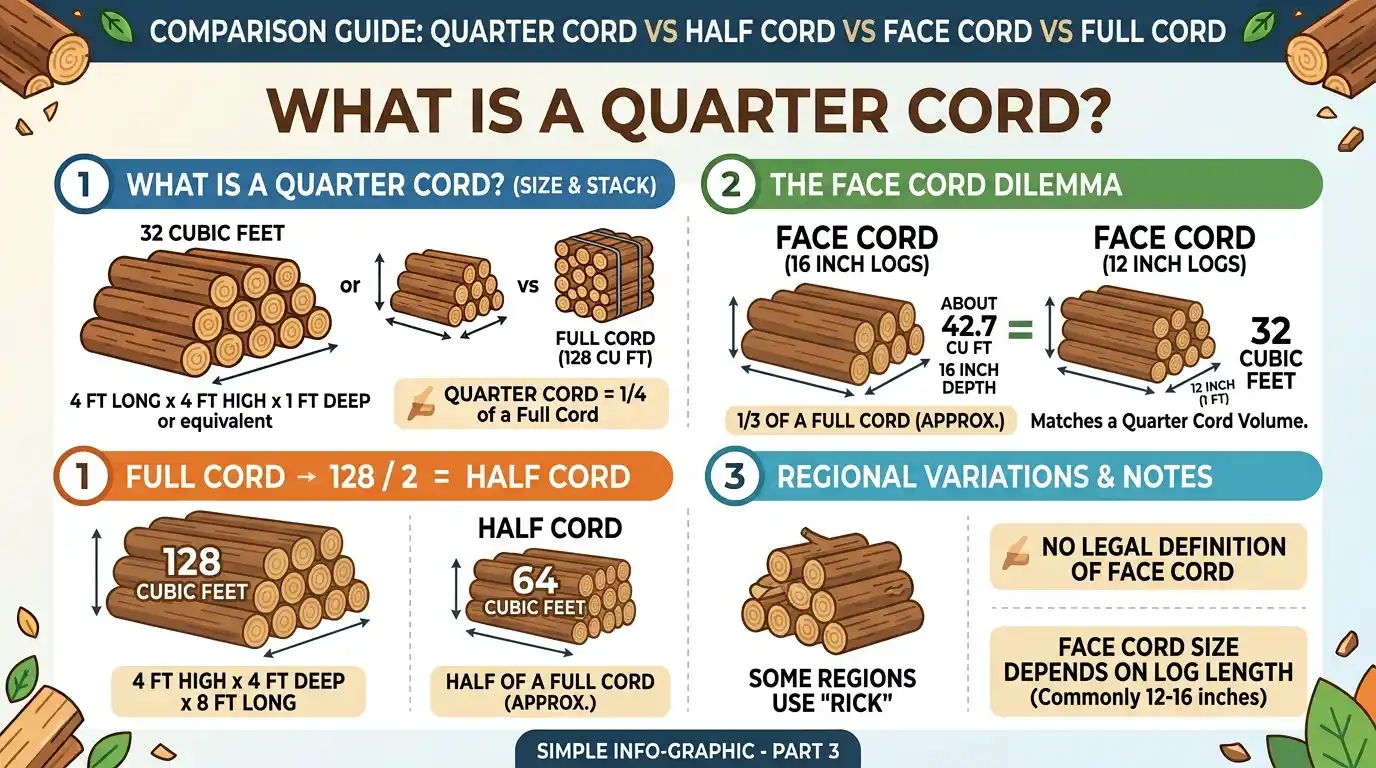 Quarter Cord vs Half Cord vs Face Cord vs Full Cord