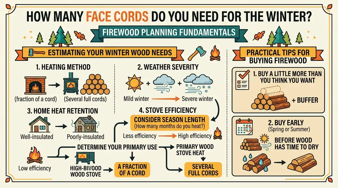 How Many Face Cords Are in a Cord of Firewood? Explained 3 How Many Face Cords Do You Need for the Winter?