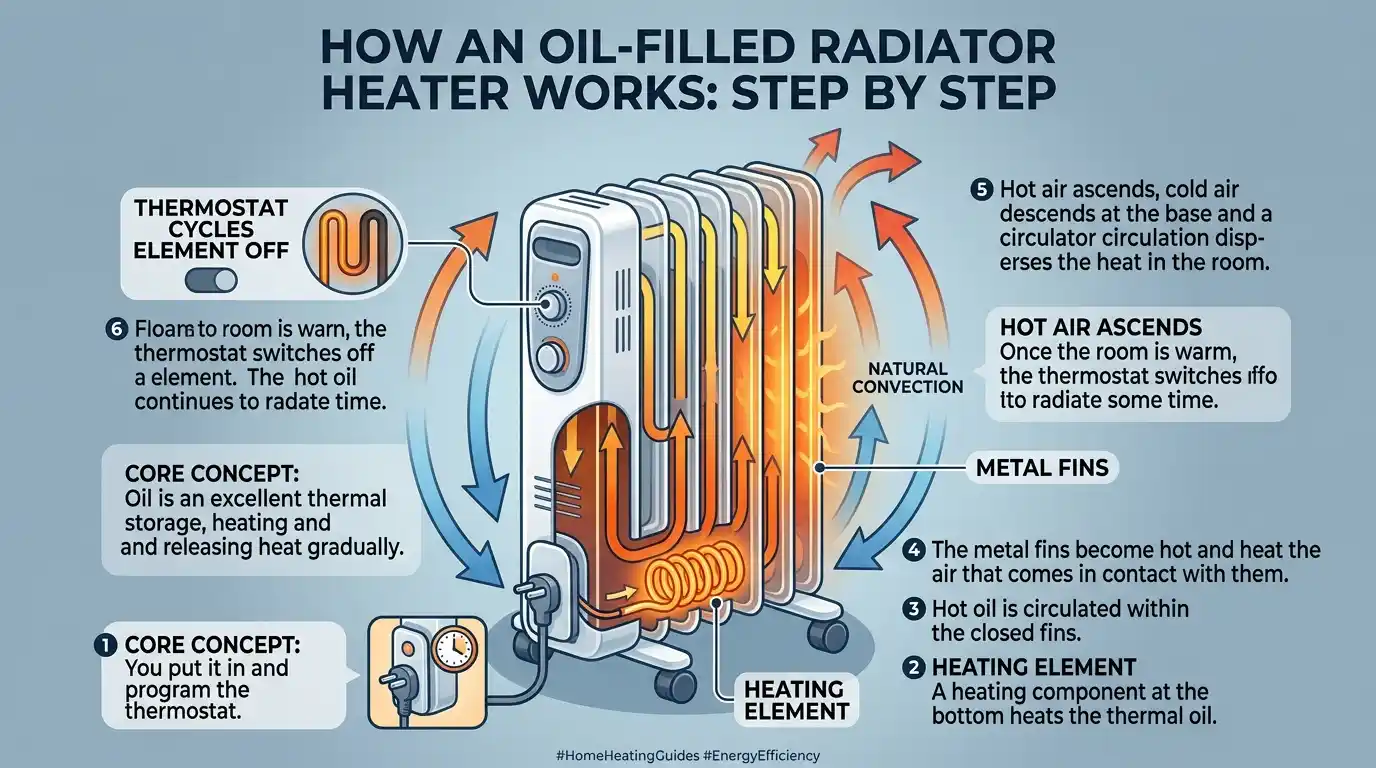 What Is an Oil-Filled Radiator Heater? How It Works & More 2 How an Oil-Filled Radiator Heater Works