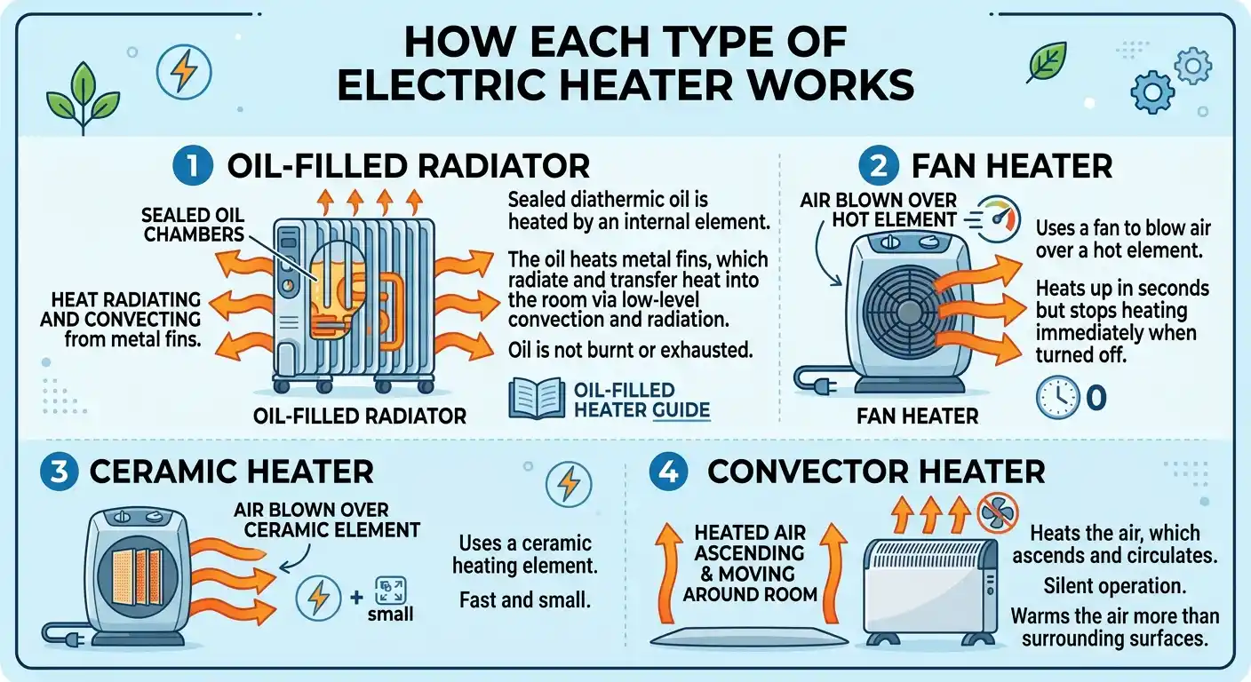 Are Oil-Filled Heaters More Efficient Than Electric Heaters? 2 How Each Type of Electric Heater Works