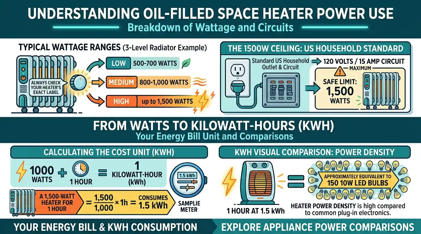 How Much Electricity Does an Oil-Filled Space Heater Use?