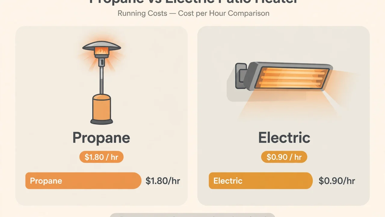 Simple formulas to calculate patio heater running cost for propane and electric models